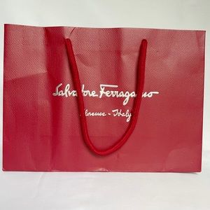 Salvatore Ferragamo Empty Red Paper Boutique Shopping Bag